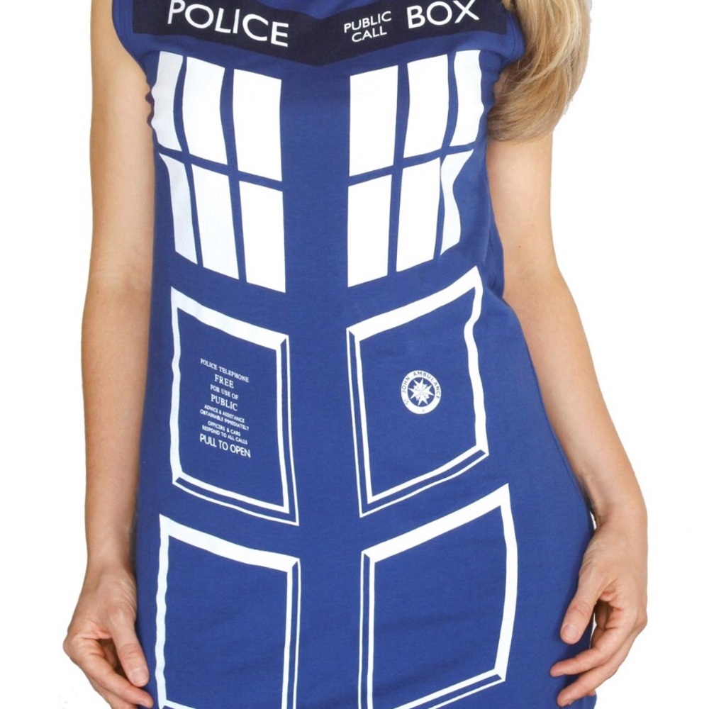 Mini Navy Pencil Dress Dr.Who Tardis